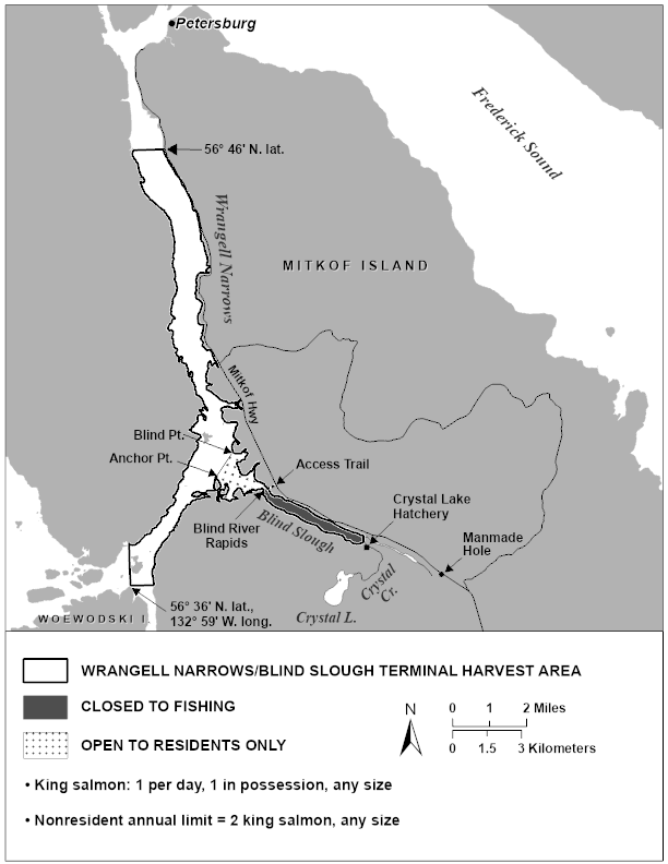 Sport Fishing Regulations for Wrangell Narrows/Blind Slough Terminal Harvest Area in 2025