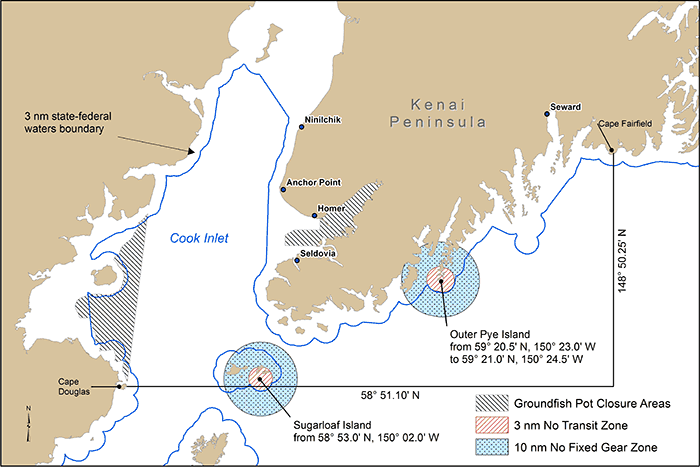 Cook Inlet Groundfish Closure Areas map