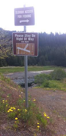 sign showing fishing access point for Seldovia Lagoon
