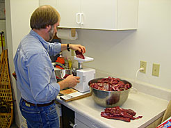 Preparing meat in the kitchen
