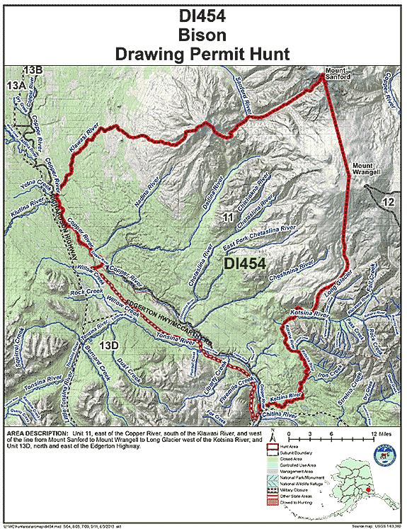 Map of bison hunt number di454