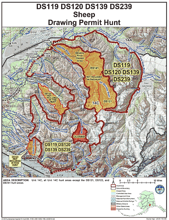 Map of sheep hunt number ds119