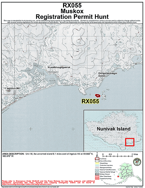Map of muskox hunt number rx055
