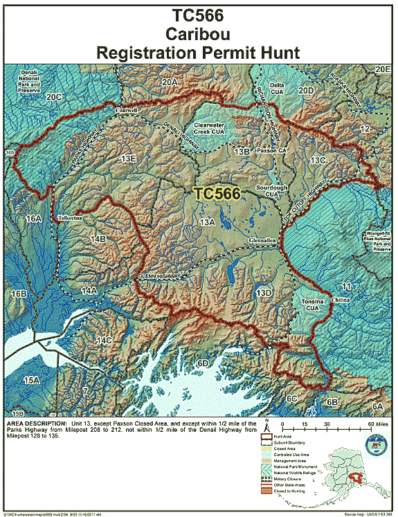 Map of caribou hunt number tc566