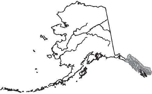 Range map of sooty grouse in Alaska