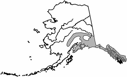 Range map of White-Tailed Ptarmigan in Alaska