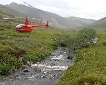 helicopter supported invertebrate sampling at arctic bornite prospect