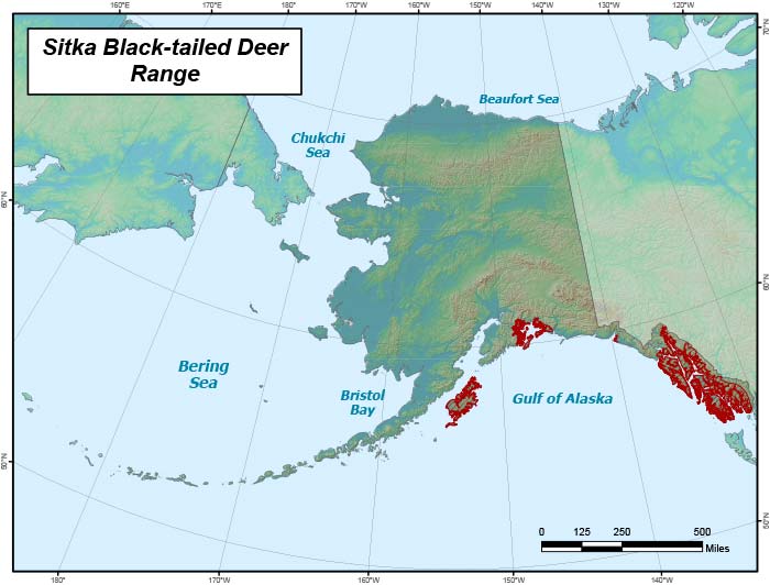 Sitka black-tailed deer range map