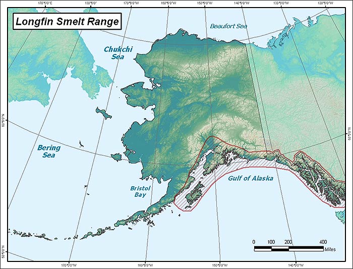Range map of Longfin Smelt in Alaska