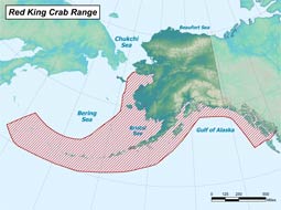 Red King Crab range map