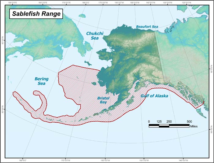 Range map of Sablefish in Alaska
