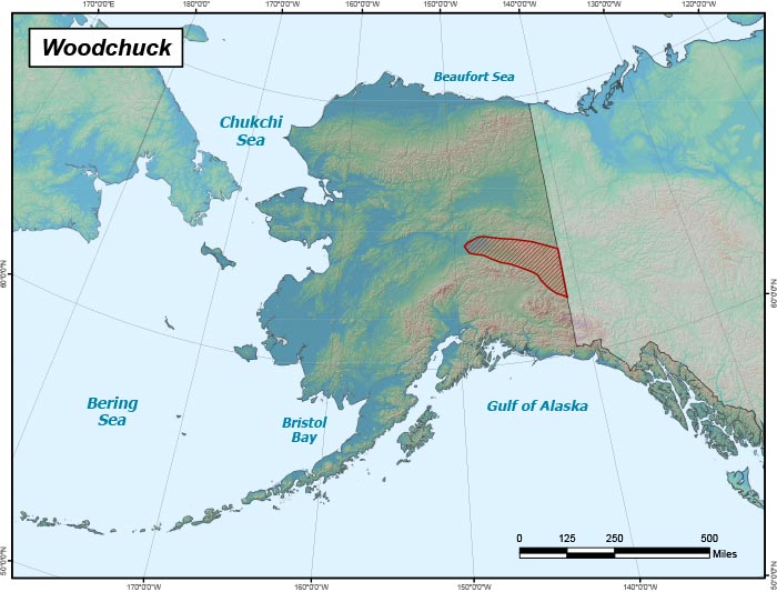 Range map of Woodchuck in Alaska